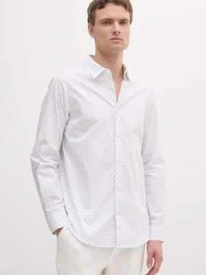 Armani Exchange koszula bawełniana męska kolor biały regular z kołnierzykiem klasycznym XM000719 AF13206