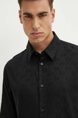 Armani Exchange koszula bawełniana męska kolor czarny regular z kołnierzykiem klasycznym 6DZCL1 ZN5XZ