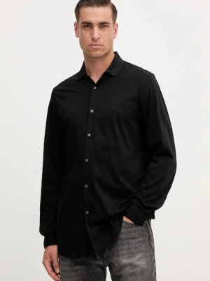 Armani Exchange koszula bawełniana męska kolor czarny regular z kołnierzykiem klasycznym XM001370 AF10364