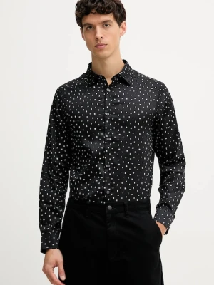 Armani Exchange koszula bawełniana męska kolor czarny regular z kołnierzykiem klasycznym XM001942 AF19194