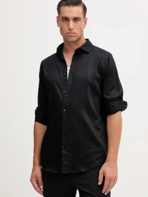 Armani Exchange koszula bawełniana męska kolor czarny regular z kołnierzykiem włoskim XM001142 AF13131