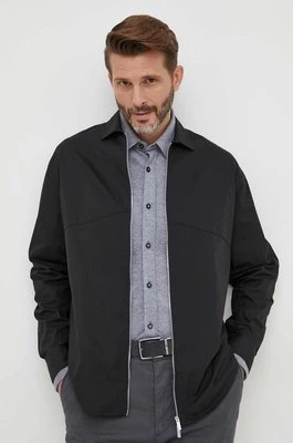 Armani Exchange koszula bawełniana męska kolor czarny relaxed z kołnierzykiem klasycznym