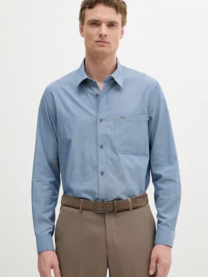 Armani Exchange koszula bawełniana męska kolor niebieski regular z kołnierzykiem klasycznym XM000666 AF13208