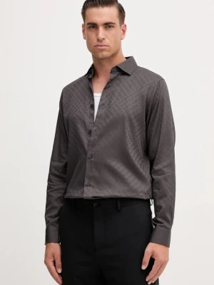 Armani Exchange koszula bawełniana męska kolor szary regular z kołnierzykiem włoskim XM001142 AF13131