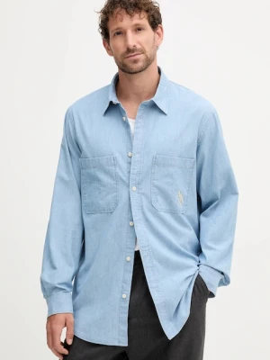 Armani Exchange koszula jeansowa męska kolor niebieski regular z kołnierzykiem klasycznym XM000948 AF12043