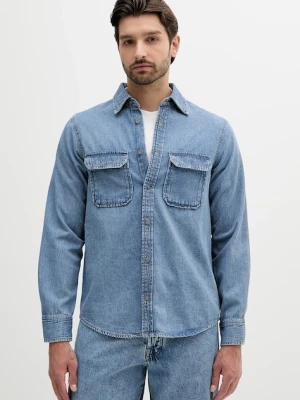 Armani Exchange koszula jeansowa męska kolor niebieski regular z kołnierzykiem klasycznym XM001238 AF15123