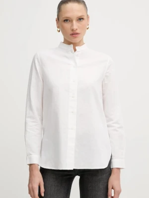 Armani Exchange koszula lniana damska kolor beżowy relaxed ze stójką XW000463 AF12814