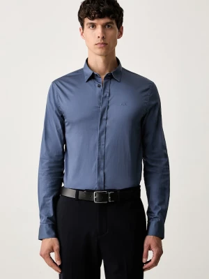 Armani Exchange koszula męska bawełniana z elastanem niebieski