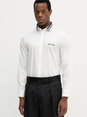 Armani Exchange koszula męska kolor beżowy regular z kołnierzykiem klasycznym XM000958 AF10192