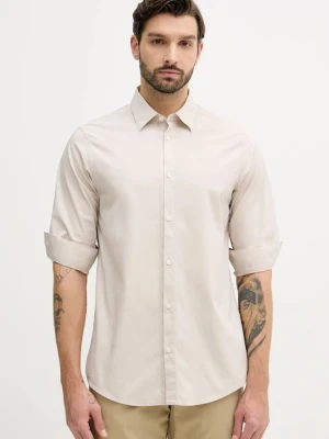 Armani Exchange koszula męska kolor beżowy regular z kołnierzykiem klasycznym XM001500 AF16676