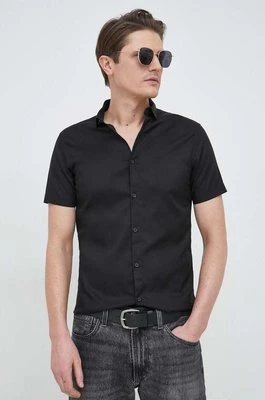 Armani Exchange koszula męska kolor czarny regular z kołnierzykiem klasycznym 8NZC51 ZNYXZ NOS