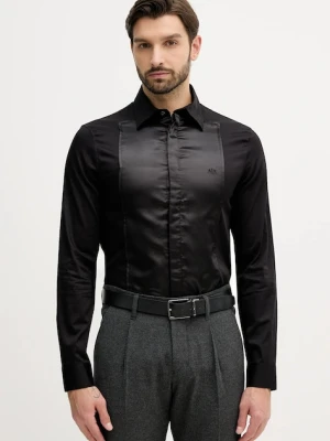 Armani Exchange koszula męska kolor czarny slim z kołnierzykiem klasycznym XM001502 AF10192
