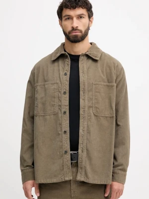 Armani Exchange koszula sztruksowa męska kolor zielony regular z kołnierzykiem klasycznym XM001588 AF18825