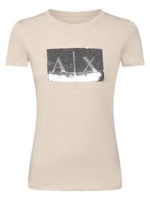 Armani Exchange Koszulka damska Kobiety Bawełna beżowy jednolity,