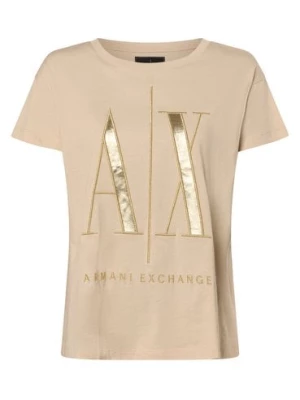 Armani Exchange Koszulka damska Kobiety Bawełna beżowy|złoty wzorzysty,