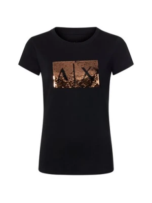 Armani Exchange Koszulka damska Kobiety Bawełna czarny|złoty wzorzysty,