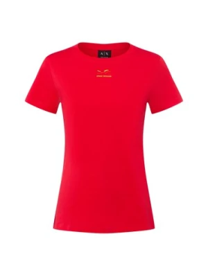 Armani Exchange Koszulka damska Kobiety Bawełna czerwony jednolity,