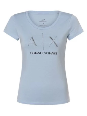 Armani Exchange Koszulka damska Kobiety Bawełna niebieski nadruk,