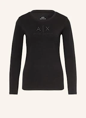 Armani Exchange Koszulka Z Długim Rękawem Z Ozdobnymi Kamykami schwarz