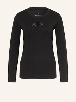 Armani Exchange Koszulka Z Długim Rękawem Z Ozdobnymi Kamykami schwarz