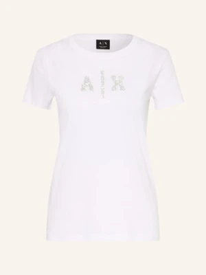 Armani Exchange Koszulka Z Kamieniami Ozdobnymi weiss