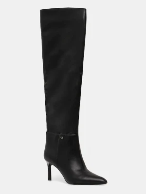 Armani Exchange kozaki damskie kolor czarny na szpilce lekko ocieplone XW001646 AF13876 UC001
