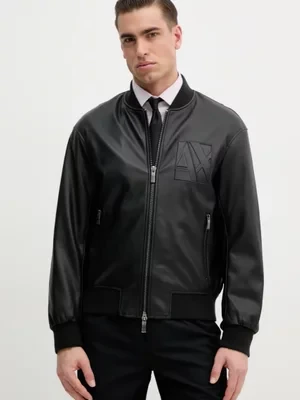 Armani Exchange kurtka bomber kolor czarny przejściowa 6DZB23 ZE1CZ