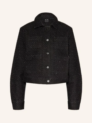 Armani Exchange Kurtka Dżinsowa Z Kamieniami Ozdobnymi schwarz