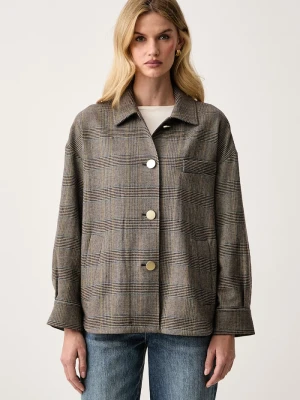 Armani Exchange kurtka oversize damska z wełną brązowy