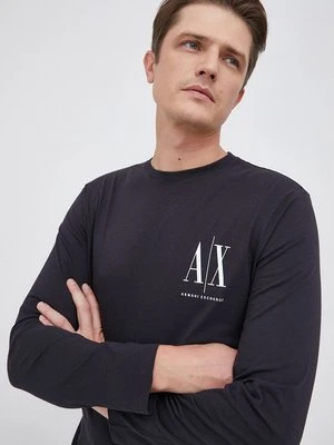 Armani Exchange longsleeve bawełniany kolor granatowy z nadrukiem 8NZTPL ZJH4Z NOS