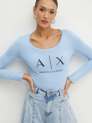 Armani Exchange longsleeve bawełniany kolor niebieski