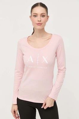 Armani Exchange longsleeve bawełniany kolor różowy
