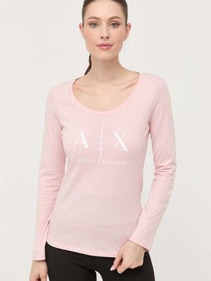 Armani Exchange longsleeve bawełniany kolor różowy