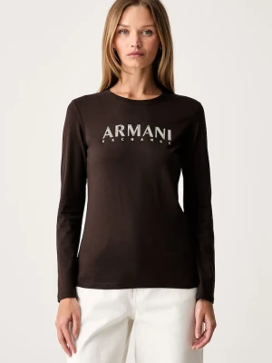 Armani Exchange longsleeve damski bawełniany brązowy