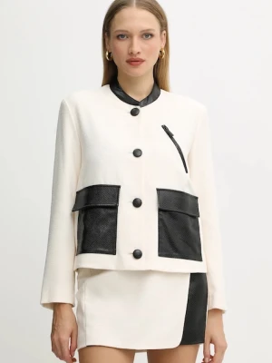 Armani Exchange marynarka kolor beżowy jednorzędowa wzorzysta XW001697 AF16209