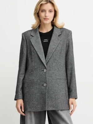 Armani Exchange marynarka z dodatkiem wełny kolor szary jednorzędowa wzorzysta XW000693 AF16146