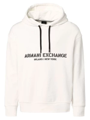 Armani Exchange Męska bluza z kapturem Mężczyźni Bawełna biały nadruk,