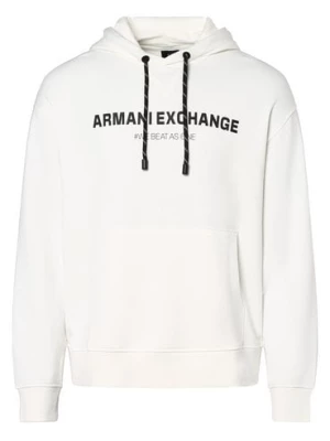 Armani Exchange Męska bluza z kapturem Mężczyźni biały nadruk,