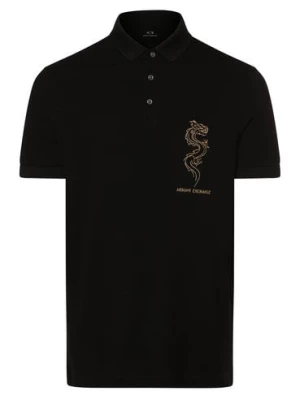 Armani Exchange Męska koszulka polo Mężczyźni Bawełna czarny jednolity,