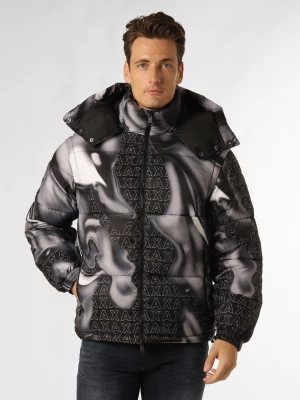 Armani Exchange Męska kurtka pikowana 2 w 1 Mężczyźni Sztuczne włókno czarny|szary wzorzysty,