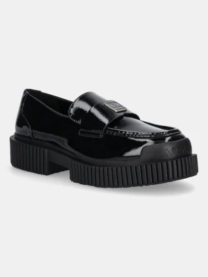 Armani Exchange mokasyny damskie kolor czarny na płaskim obcasie XW001672 AF17478 UC001