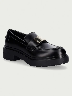 Armani Exchange mokasyny damskie skórzane czarny