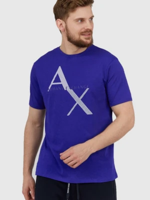 ARMANI EXCHANGE Niebieski t-shirt męski z logo, Rozmiar M