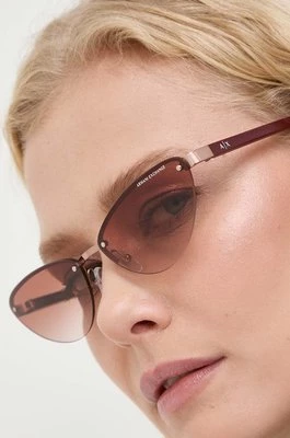 Armani Exchange okulary przeciwsłoneczne damskie kolor bordowy