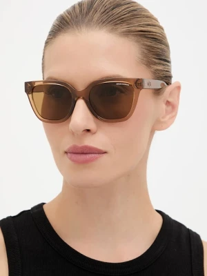 Armani Exchange okulary przeciwsłoneczne damskie kolor brązowy 0AX4164SU
