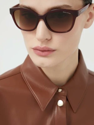 Armani Exchange okulary przeciwsłoneczne damskie kolor brązowy