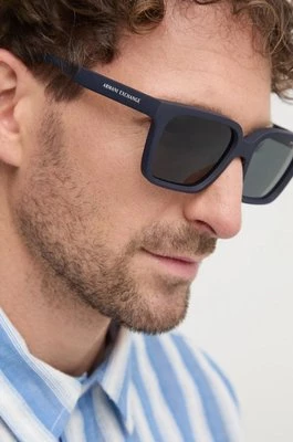 Armani Exchange okulary przeciwsłoneczne męskie kolor czarny 0AX4147S