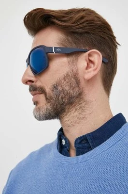 Armani Exchange okulary przeciwsłoneczne męskie kolor niebieski 0AX4131SU