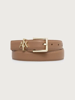 Armani Exchange pasek damski skórzany beżowy