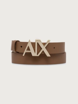 Armani Exchange pasek damski skórzany beżowy